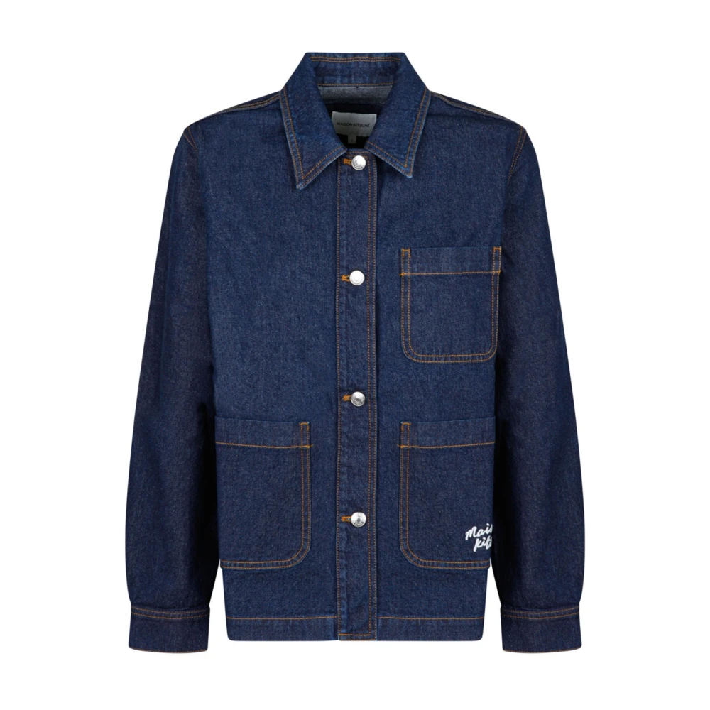 Maison Kitsuné Indigo Denim Werkkleding Jas Blue Heren