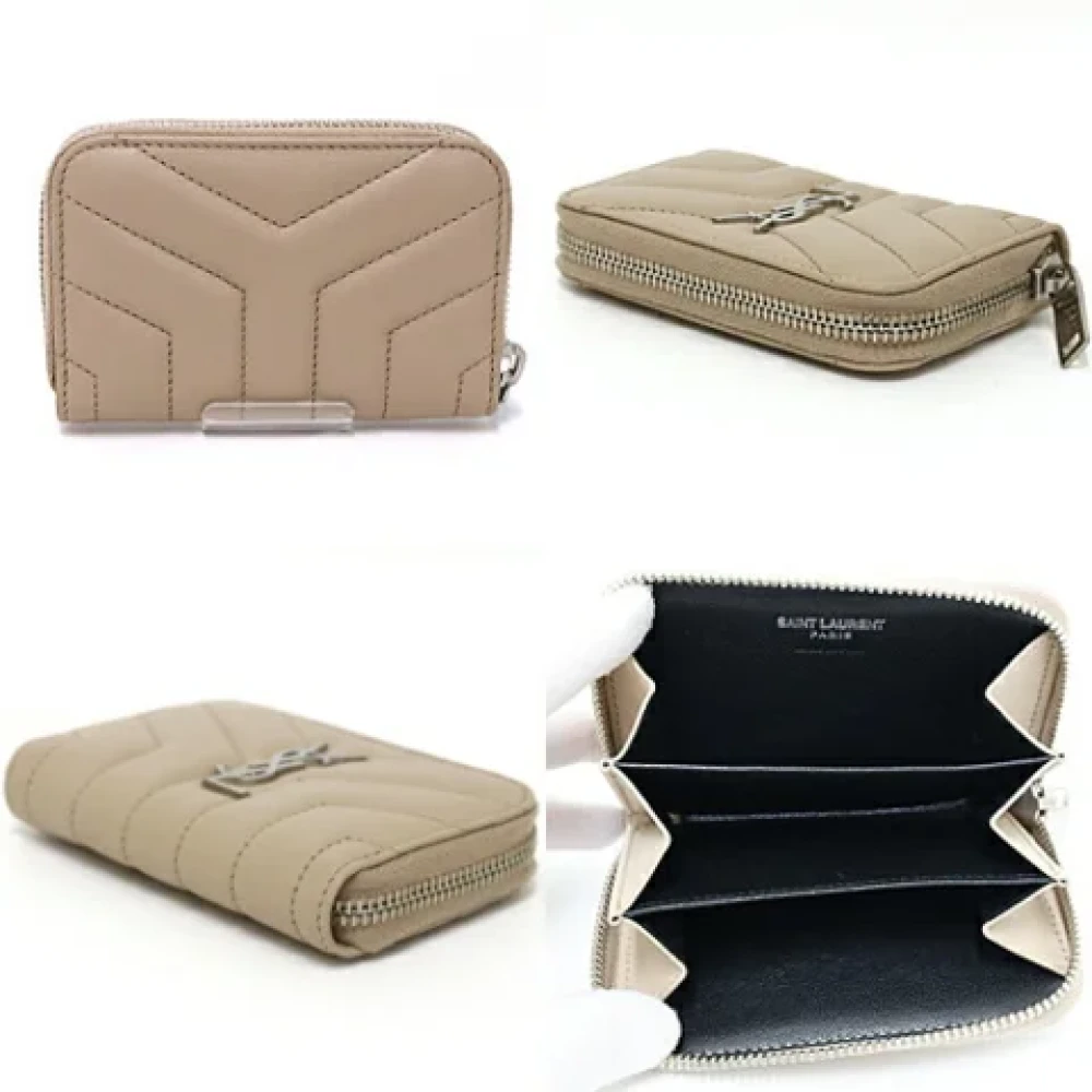 Yves Saint Laurent Vintage Pre-owned Leather wallets Beige Dames