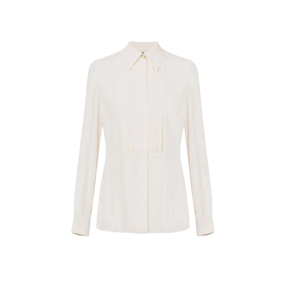 Elisabetta Franchi Georgette shirt met voorpand pastron White Dames