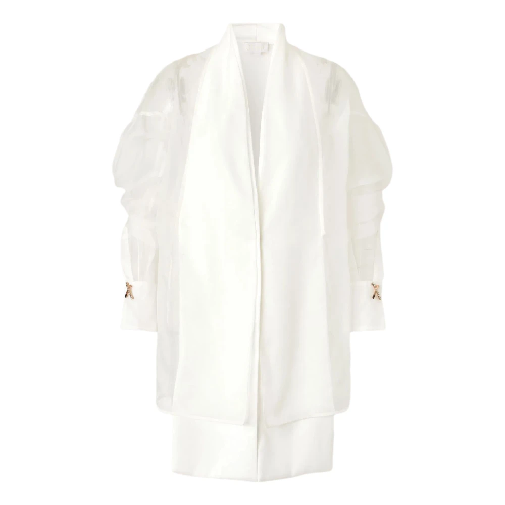 Genny Witte zijden blouse met drukknoopsluiting White Dames