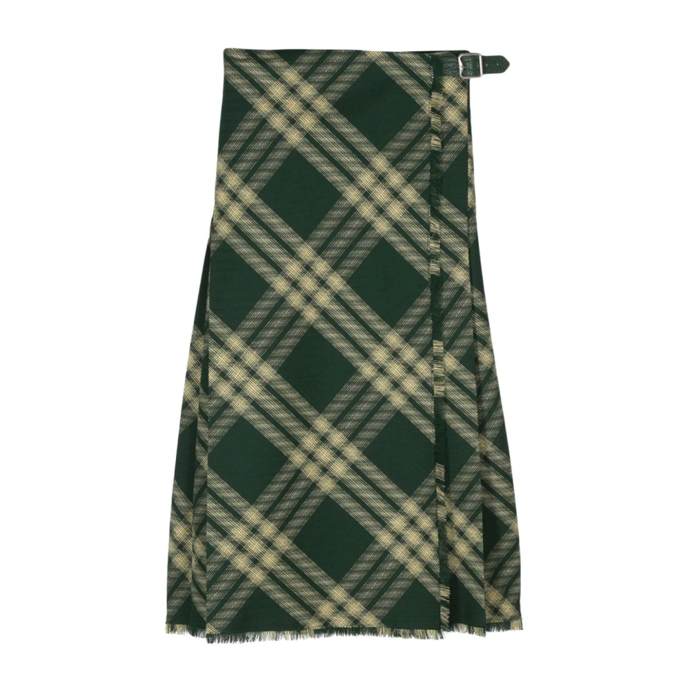 Burberry Geruite Midi Rok met Franje Multicolor Dames