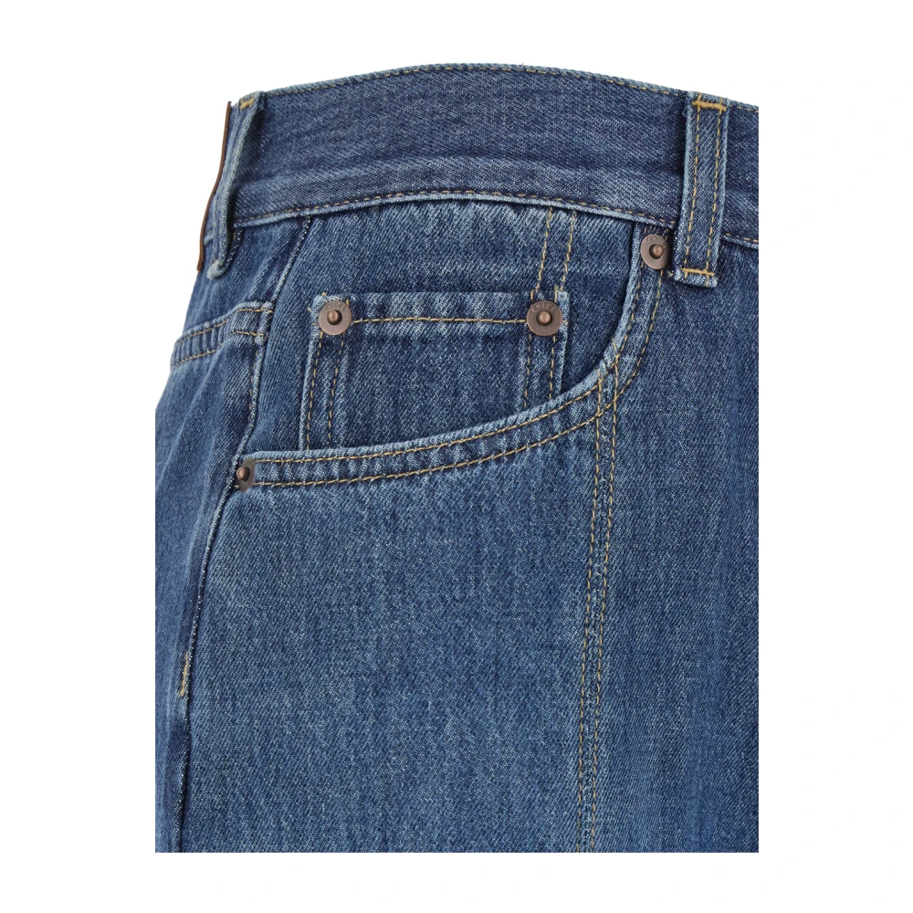 Chloé Blauwe Flared Denim Jeans met Logo Patch Blue Dames