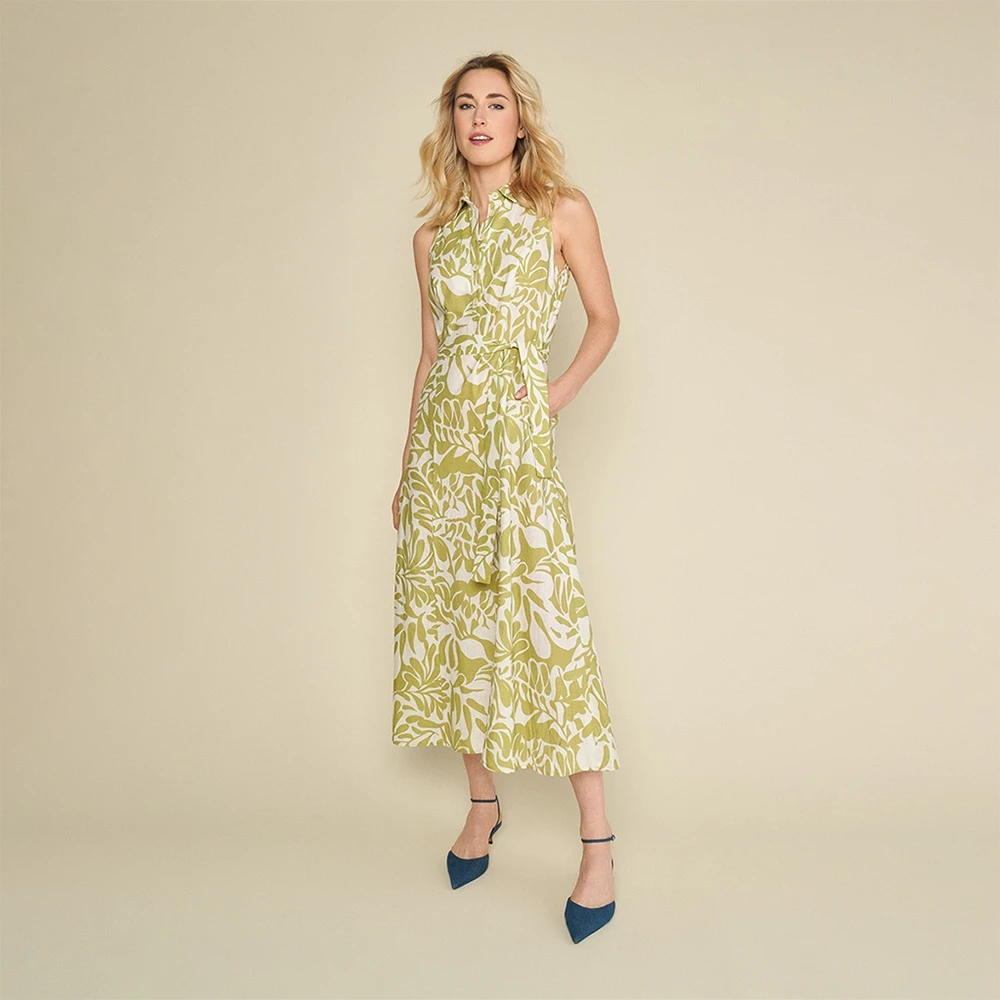 Marie Méro Bloemenprint Mouwloze Zomerjurk Green Dames