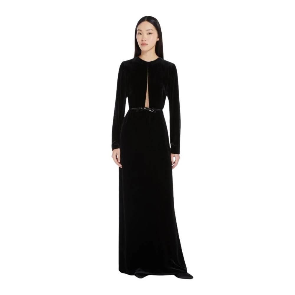 Max Mara Fluwelen Lange Jurk Array Green Dames