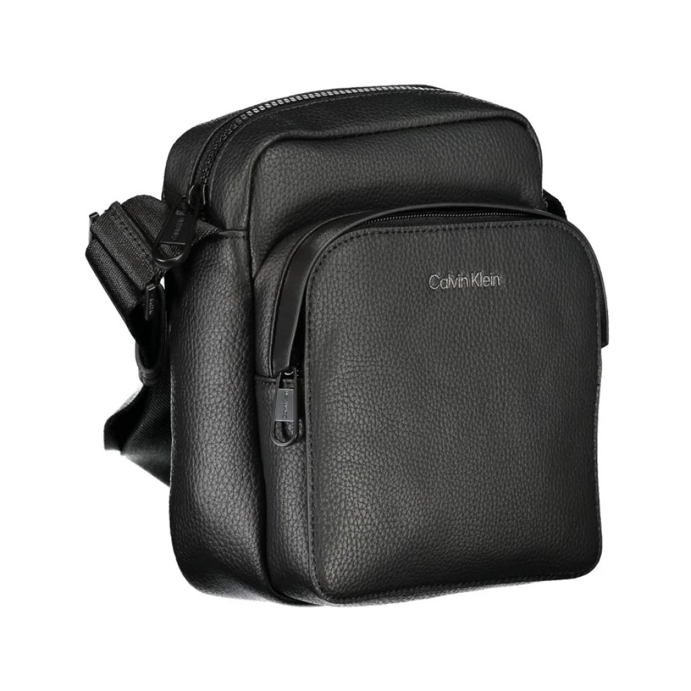 Calvin Klein Elegante zwarte schoudertas met contrasterende accenten Black Heren