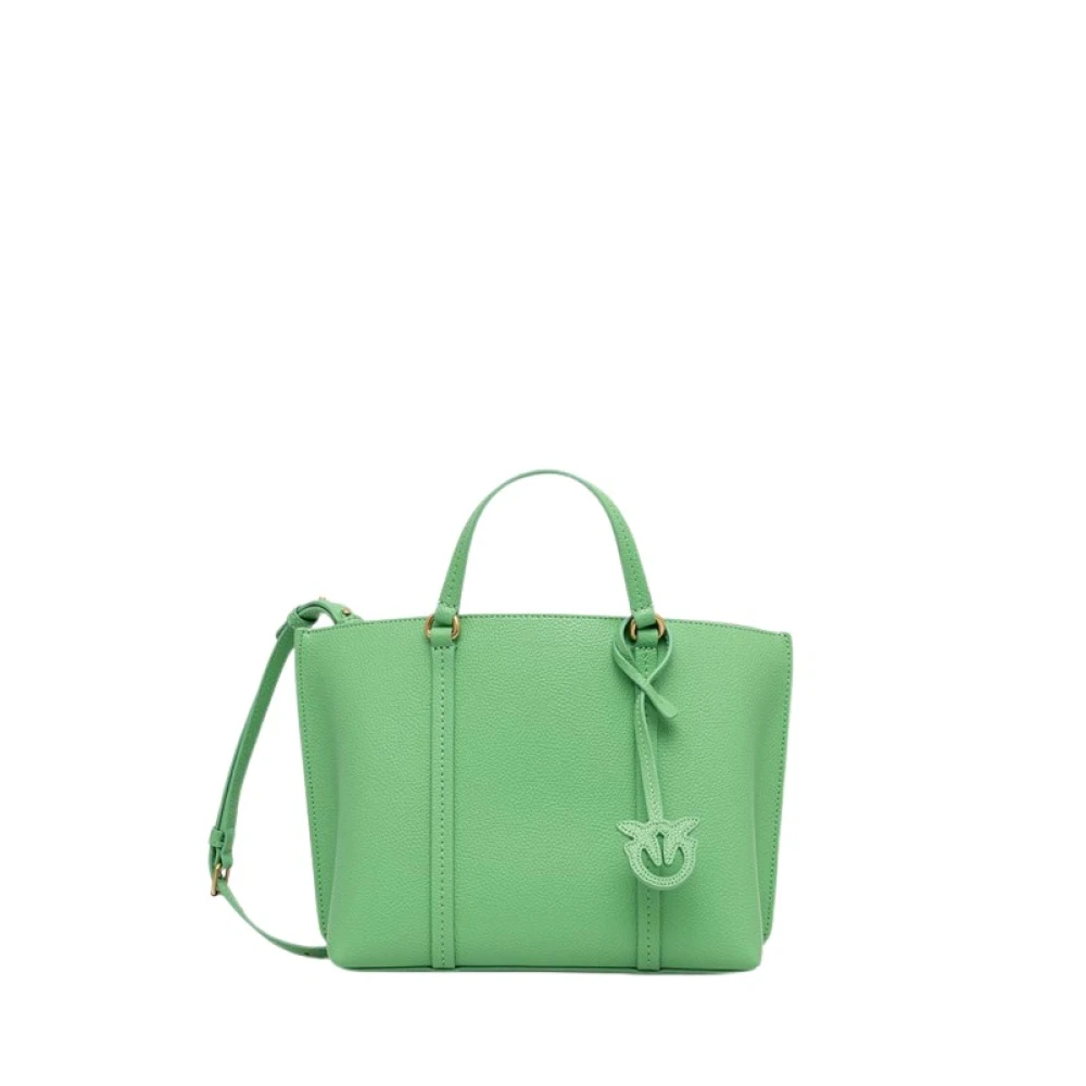 Pinko Gele Leren Winkel Tas Gemaakt in Vietnam Green Dames