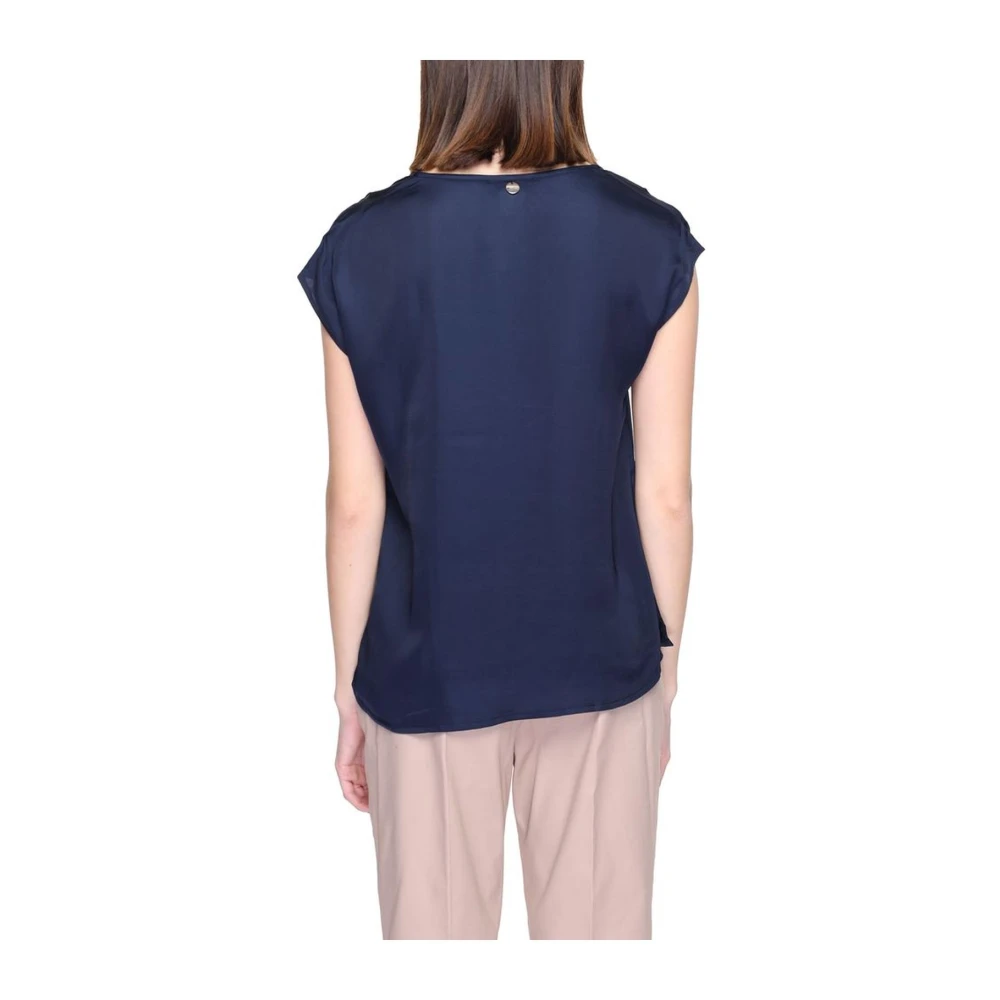Street One Blauwe Viscose Korte Mouw Blouse Blue Dames