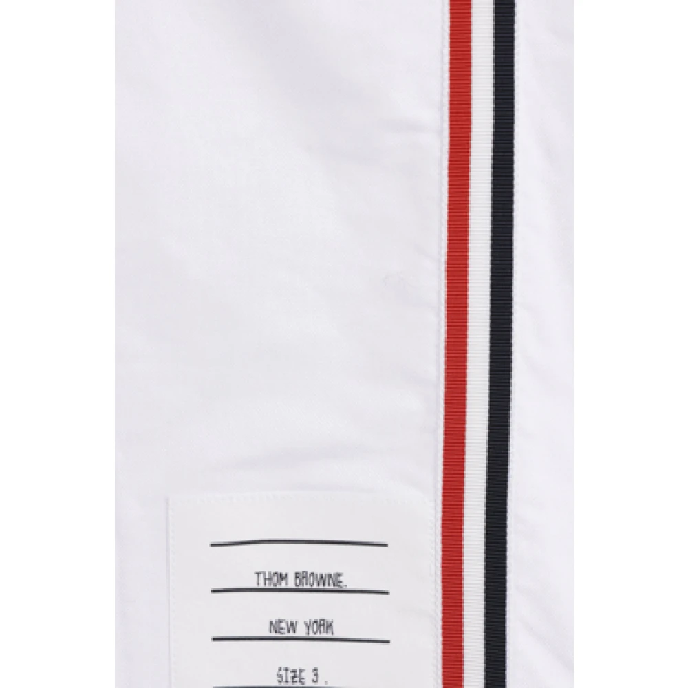 Thom Browne Witte Oxford Katoenen Overhemd met Tricolor Detail White Heren
