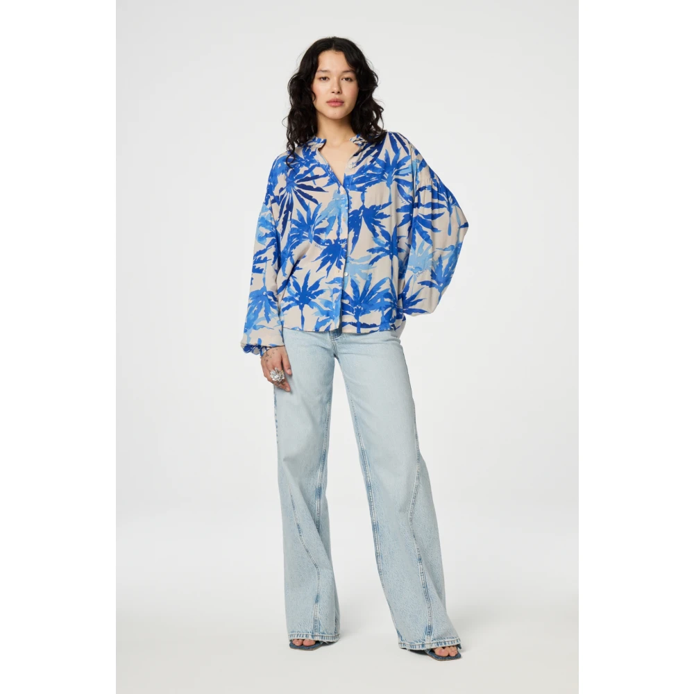 Fabienne Chapot Witte Blauwe Print Ballonmouw Blouse Multicolor Dames