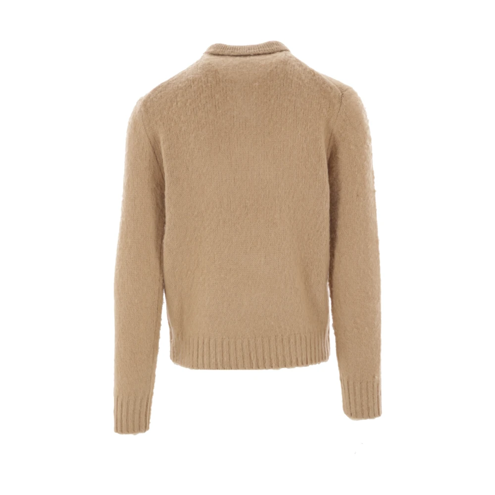 Aspesi Kameelwol Polo Sweater Brown Heren