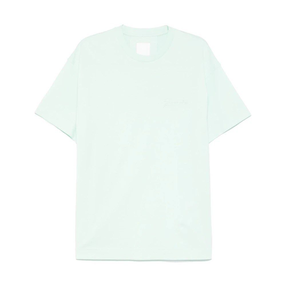 Givenchy T-shirts en polo`s met logo in reliëf en ronde hals Green Heren