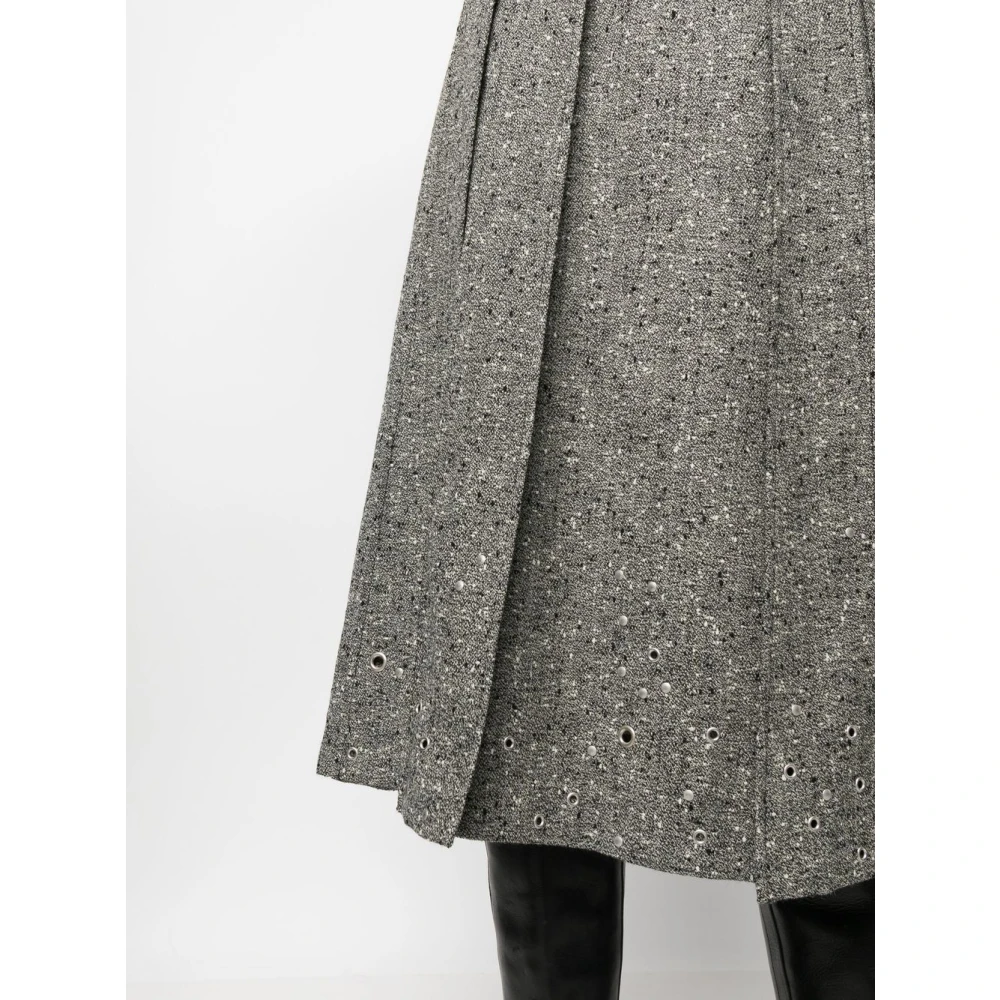 Durazzi Milano Grijze Geplooide Midi Rok met Studs en Metalen Oogjes Gray Dames