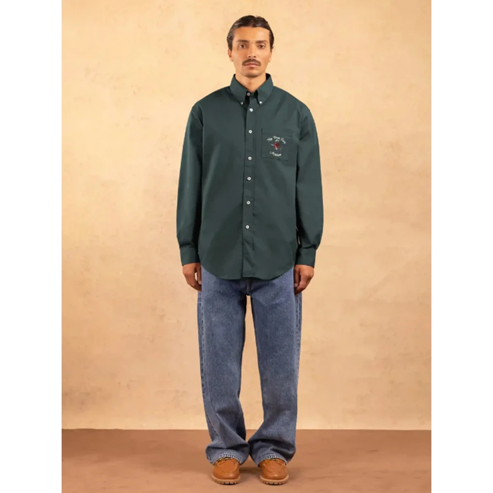 Drole de Monsieur Bloemen Slogan Shirt (Donkergroen) Green Heren