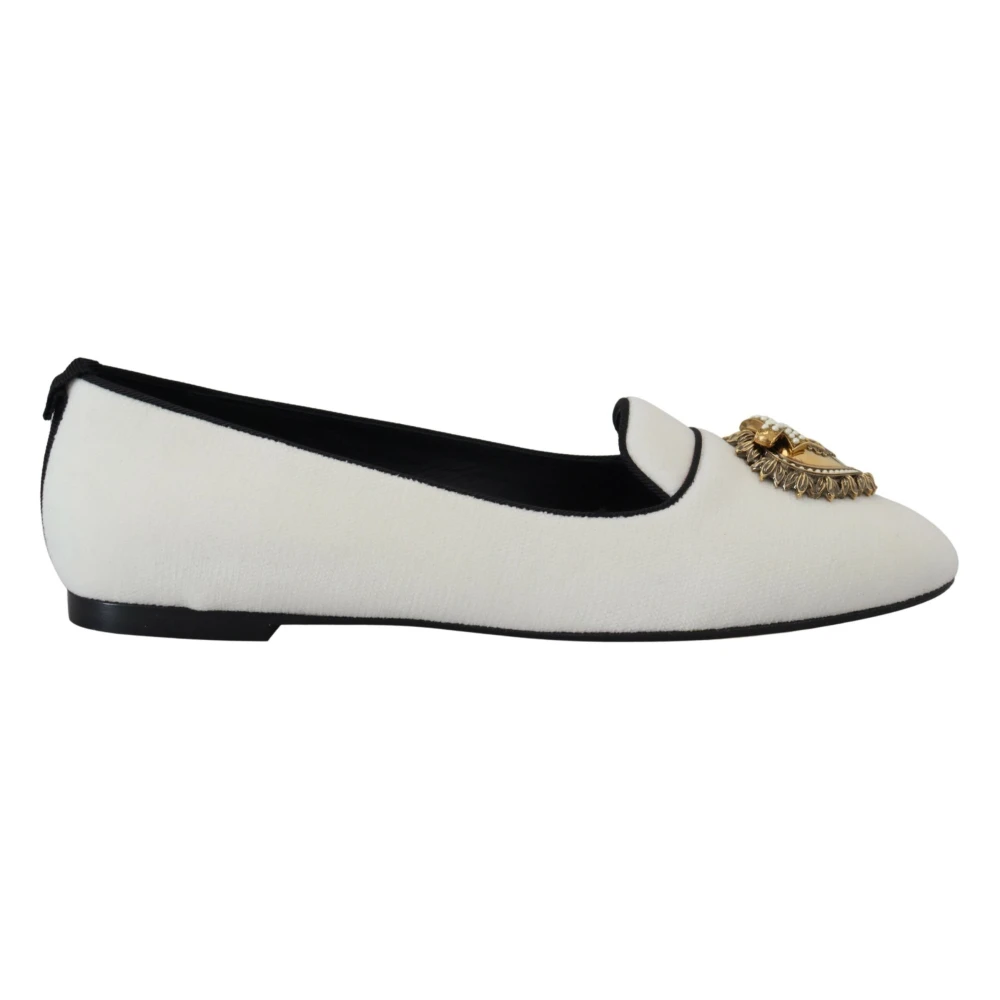 Dolce & Gabbana Nieuwe Loafers met Gouden Devotion Hart Detail White Dames