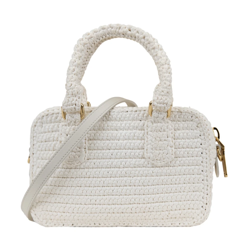 Miu Gehaakte schoudertas voor dames met leren details White Dames