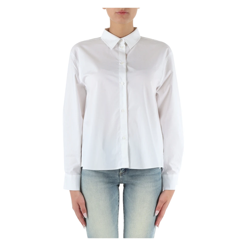 Armani Exchange Katoenen overhemd met logoborduursel White Dames