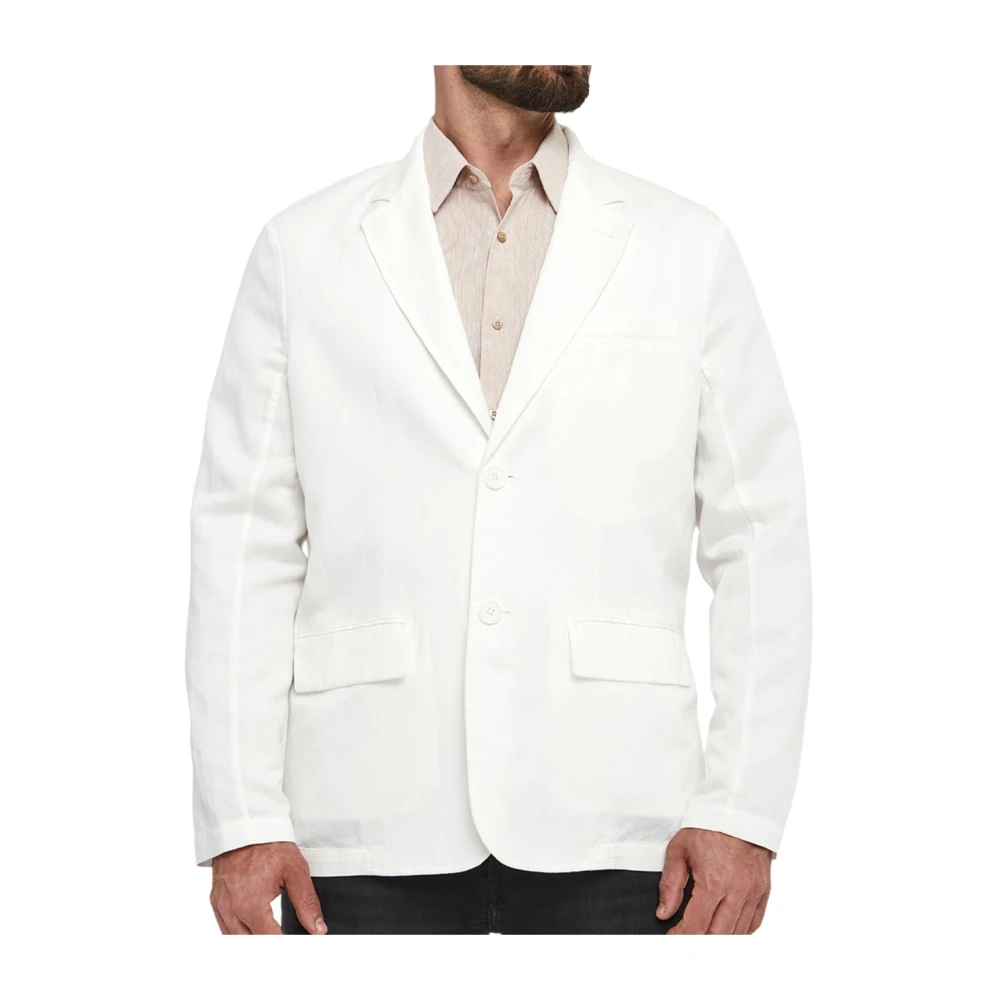 Armani Exchange Men's White Blazers, 2XS, Linen Blend Single-Breasted Jacket