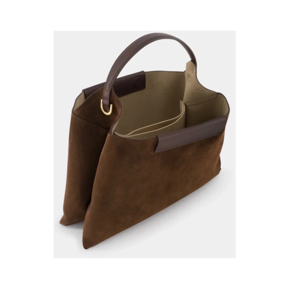 Ree Projects Middelgrote Suède Tas met Magneetsluiting Brown Dames