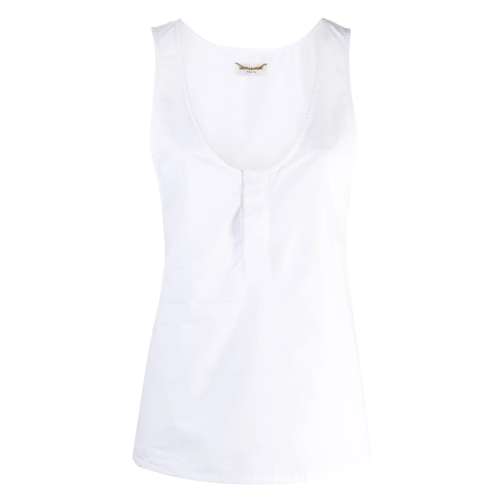 Saint Laurent Henley Tanktop White Dames