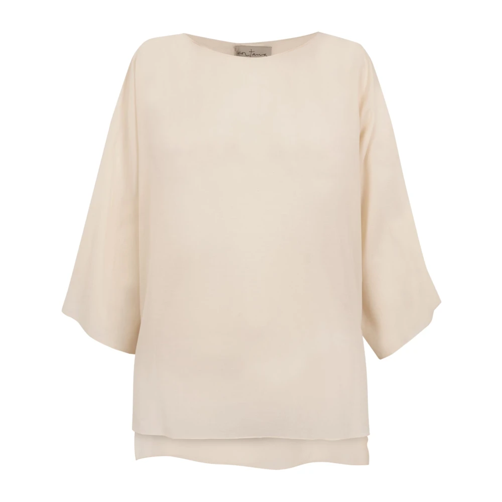 Cortana Zon ivoorkatoenen voile shirt Beige Dames