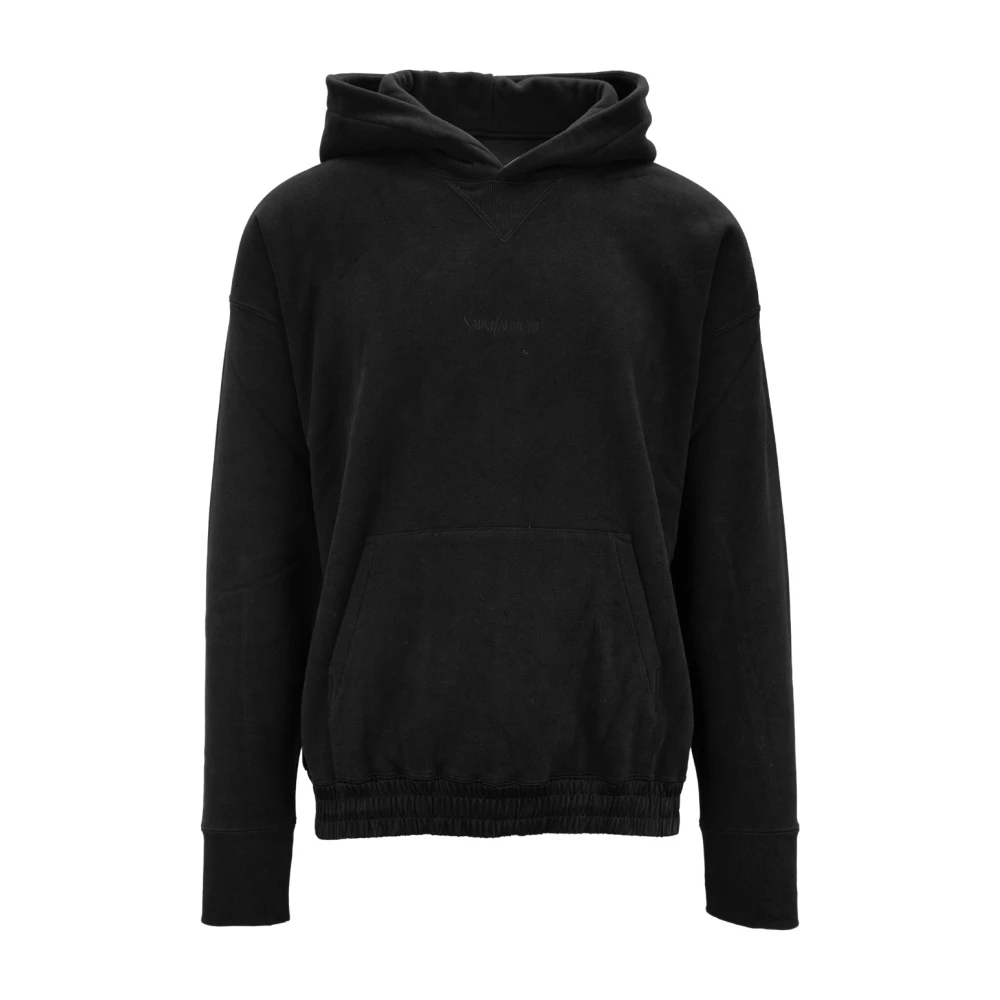 Saint Laurent Hoodie met geborduurd logo Black Heren