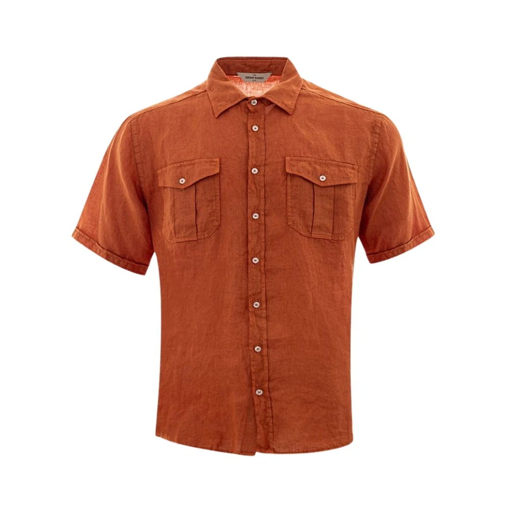 Gran Sasso Elegant Bruin Linnen Overhemd Brown Heren