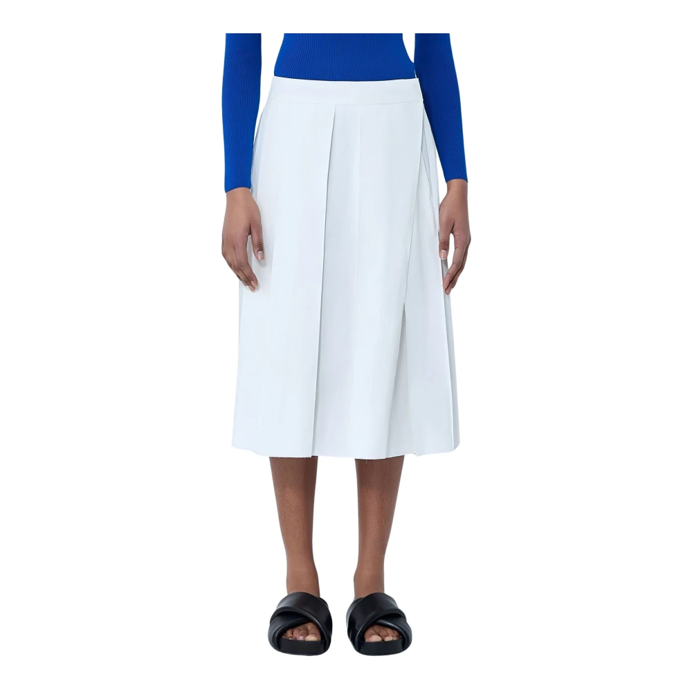 Jil Sander Donna Bianco Gonna Midi Plissettata