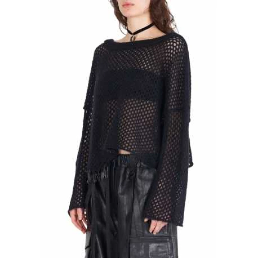 Isabel Benenato Zwarte Veiligheidsspeld Trui Oversized Black Dames