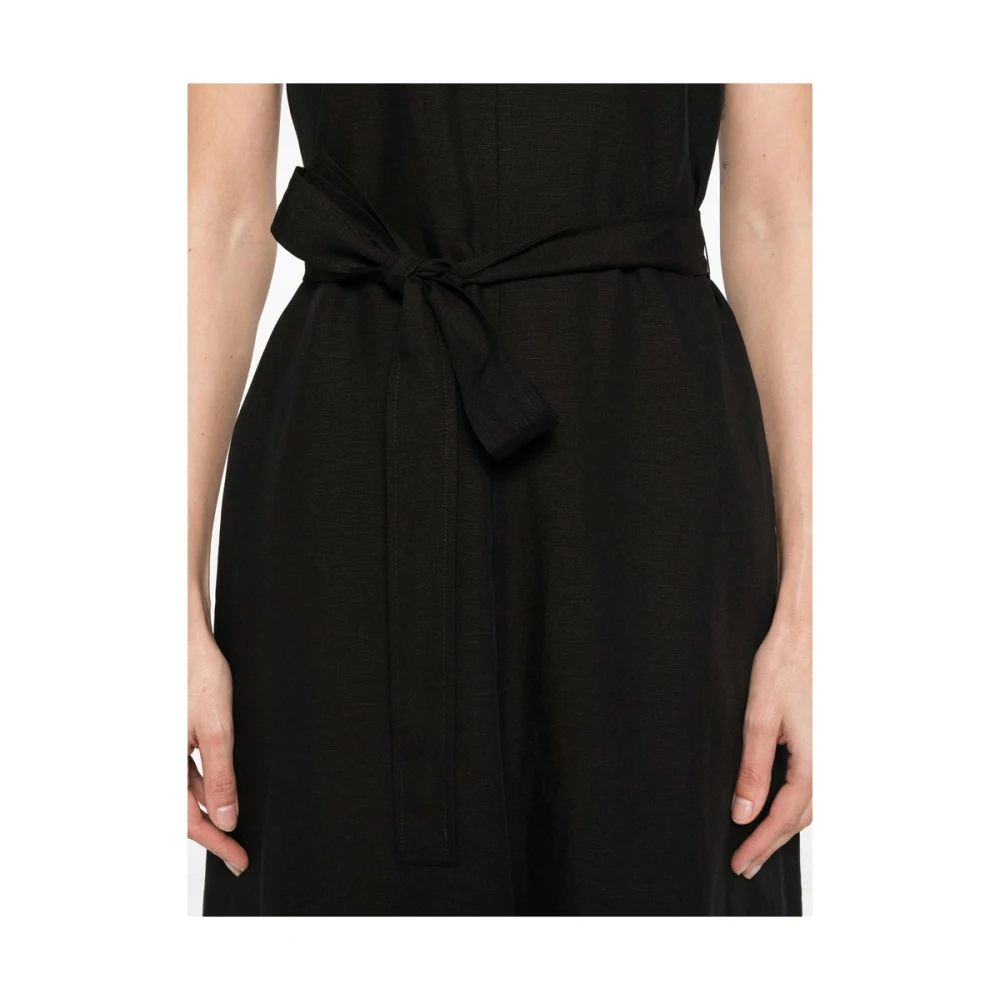 Calvin Klein Zwarte V-hals jurk met volledige voering Black Dames