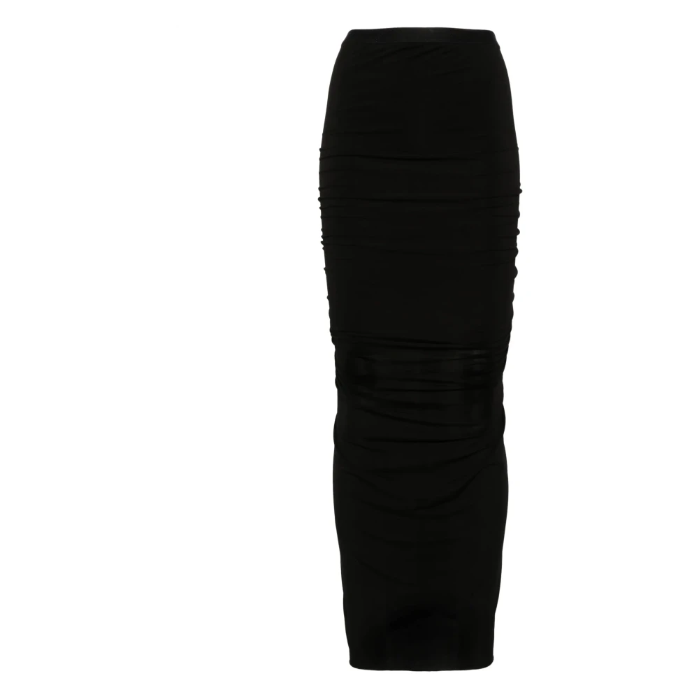Rick Owens Zwarte Rok met Gedrapeerd Effect en Elastische Tailleband Black Dames