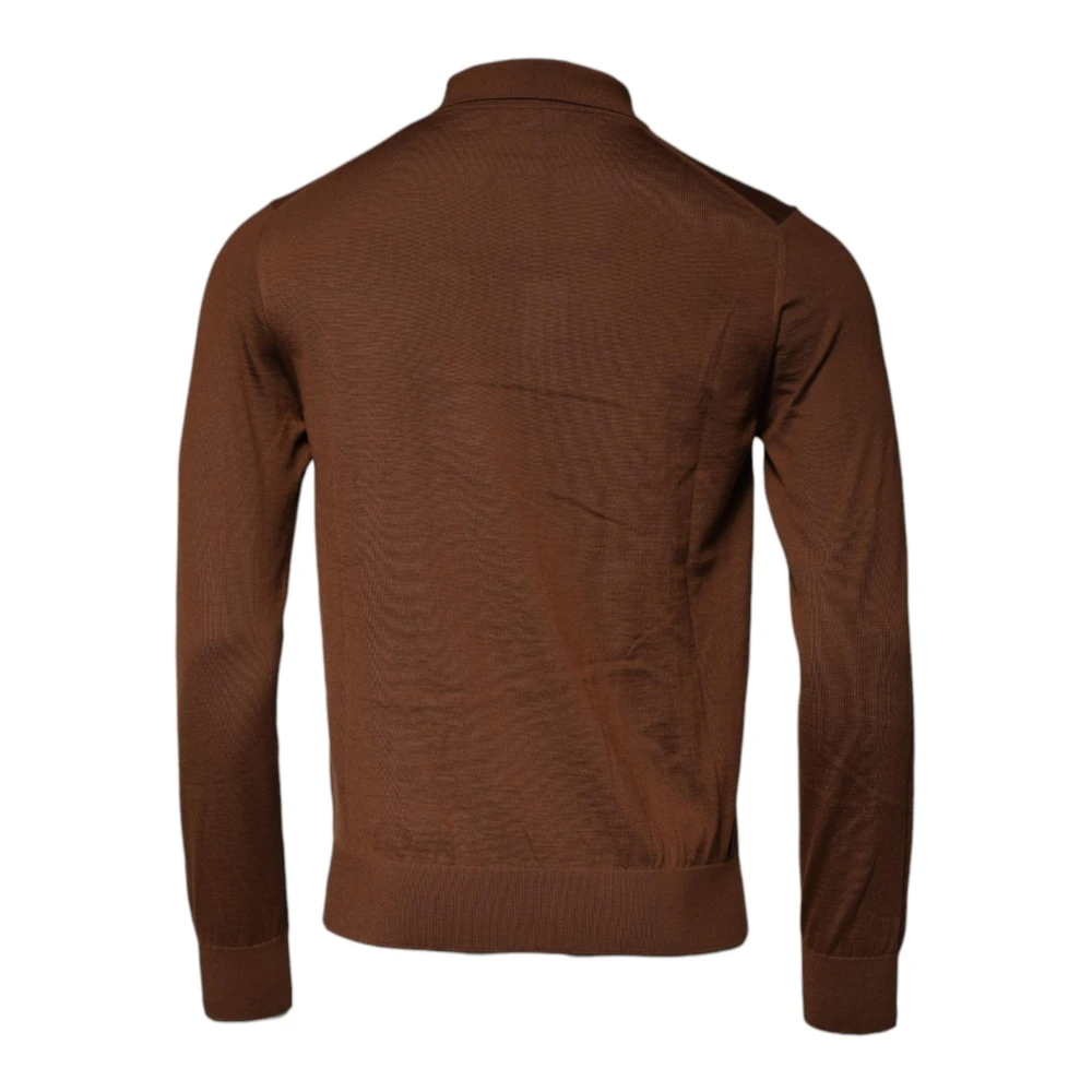 Dolce & Gabbana Bruine Cashmere Pullover Sweater met knopen Brown Heren