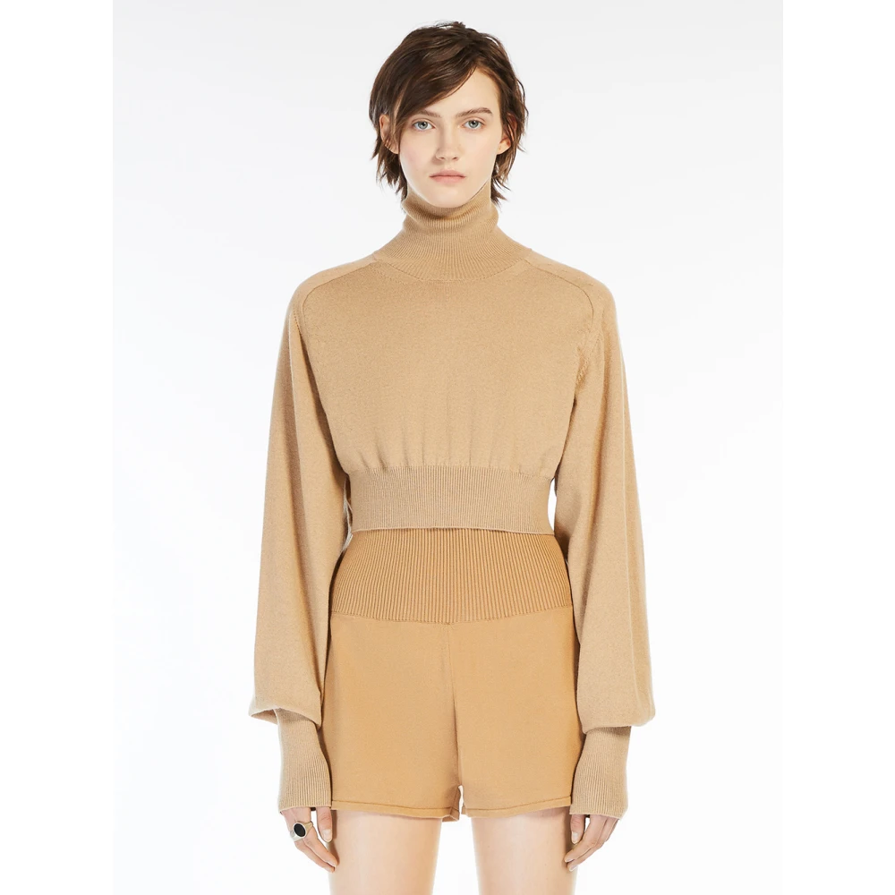 SPORTMAX Beige Wol Mock Neck Sweater Beige Dames
