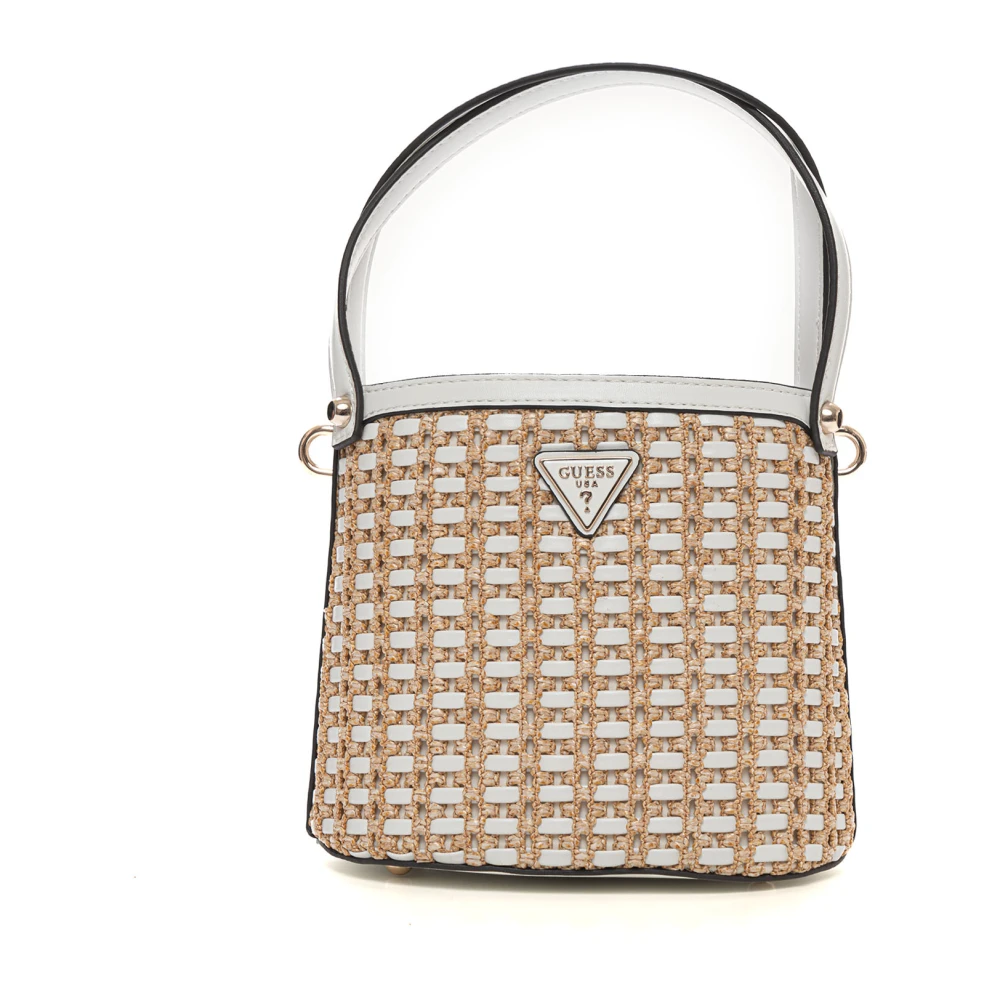 Guess Kvinno Beige Väskor Dam, One Size, Polyester, Raffiaväska Med Topphandtag