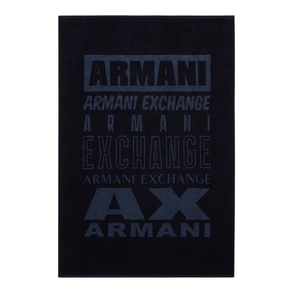 Armani Exchange Seawear Blauw Katoenen Strandlaken Blue Heren