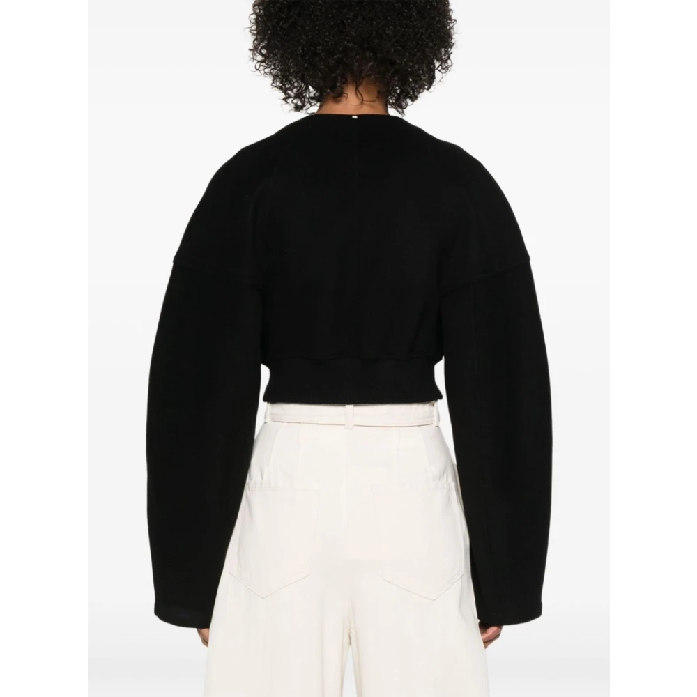 SPORTMAX Zwarte rits voorkant cropped jas Black Dames