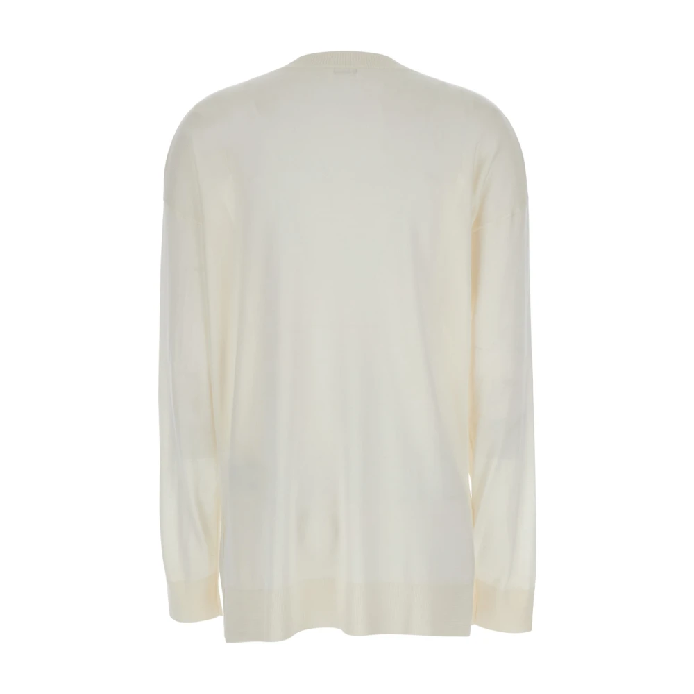 P.a.r.o.s.h. Witte Wol Zijde Mix Ronde Hals Sweater White Dames