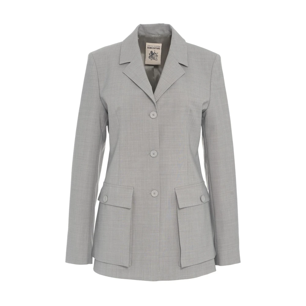 Semicouture Stijlvolle Grijze Blazer voor Vrouwen Gray Dames