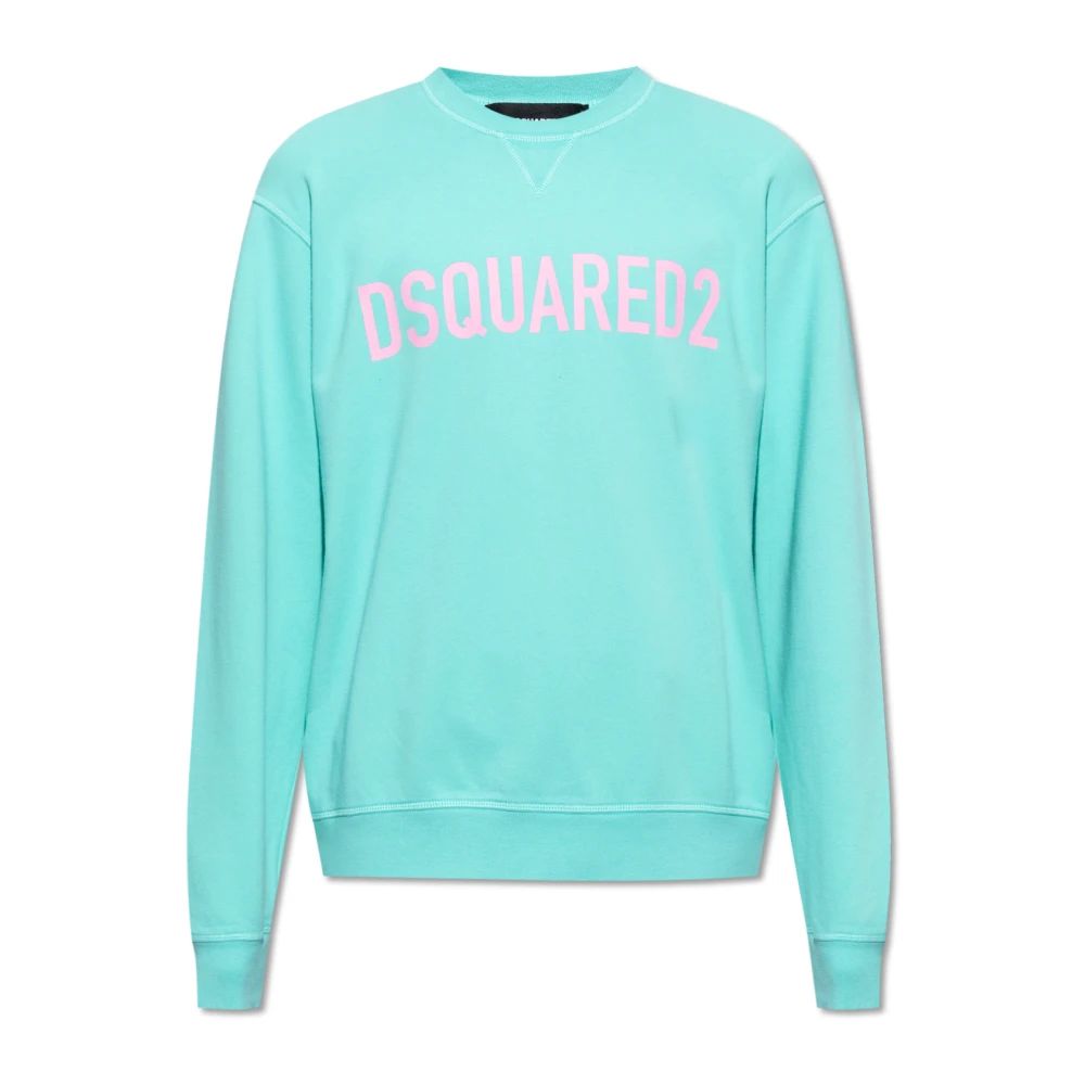 Dsquared2 Ronde Hals Sweatshirt in Turquoise Blue Heren