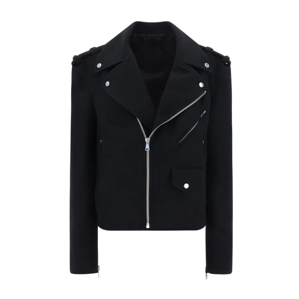 Balmain Wollen jas met ritssluiting Black Heren