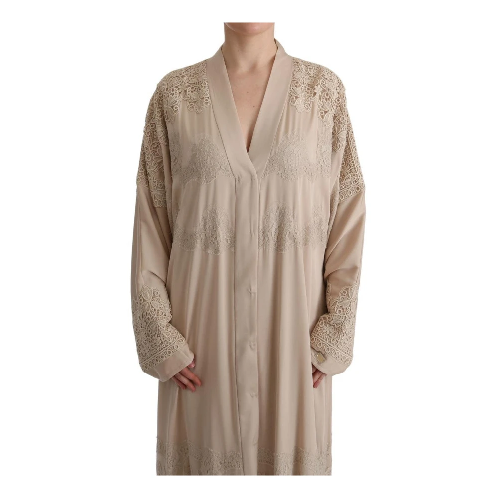Dolce & Gabbana Beige Kant Bloemen Jurk Beige Dames