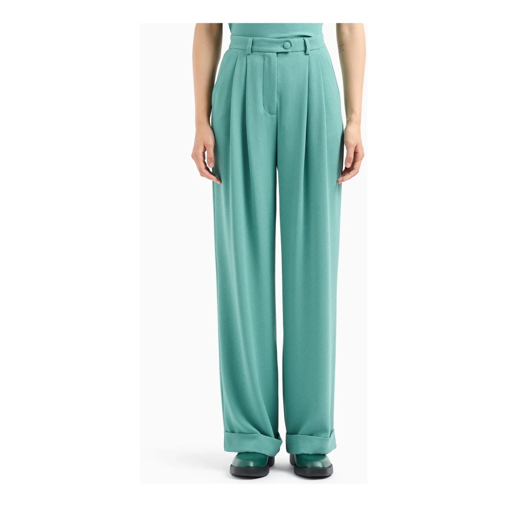 Emporio Armani Sablé Broek met Omgeslagen Zoom Green Dames