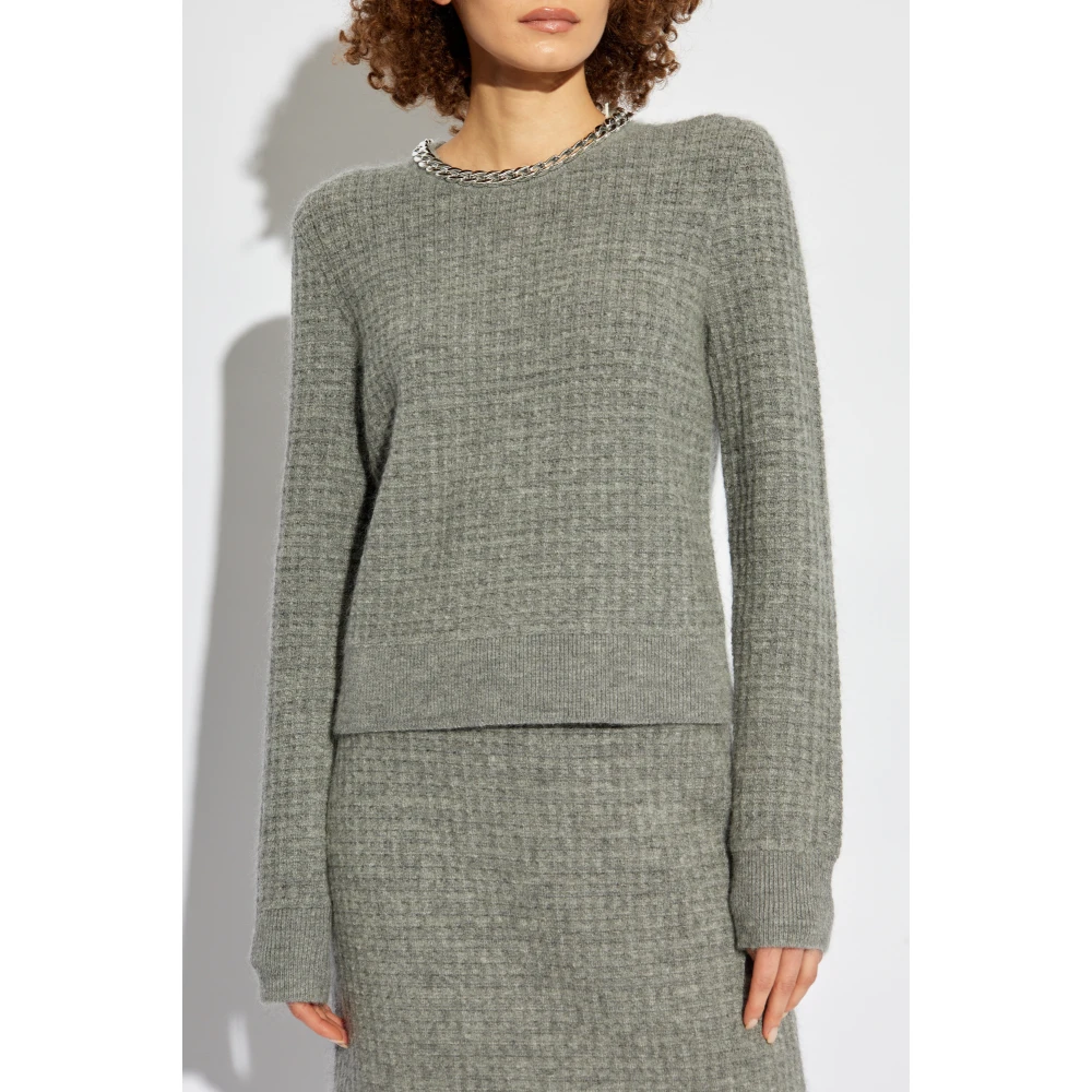 TORY BURCH Trui met wollen afwerking Gray Dames