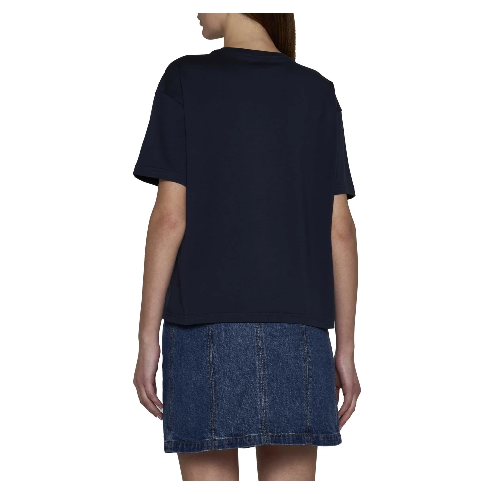 A.p.c. Blauw Jersey Crew Neck Logo T-shirt Blue Dames