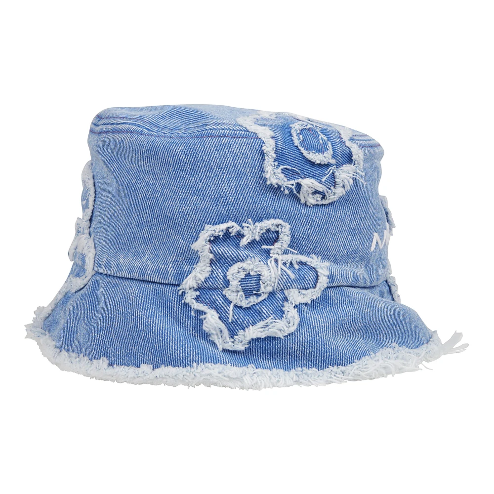 Marni Bloemen bucket hoed met bloemapplicaties Blue Dames