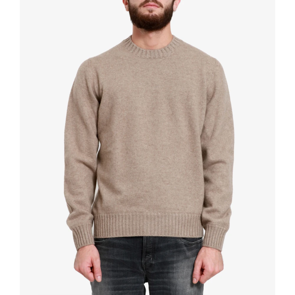Gran Sasso Kasjmier Crew Neck Sweater Made in Italy Beige Heren