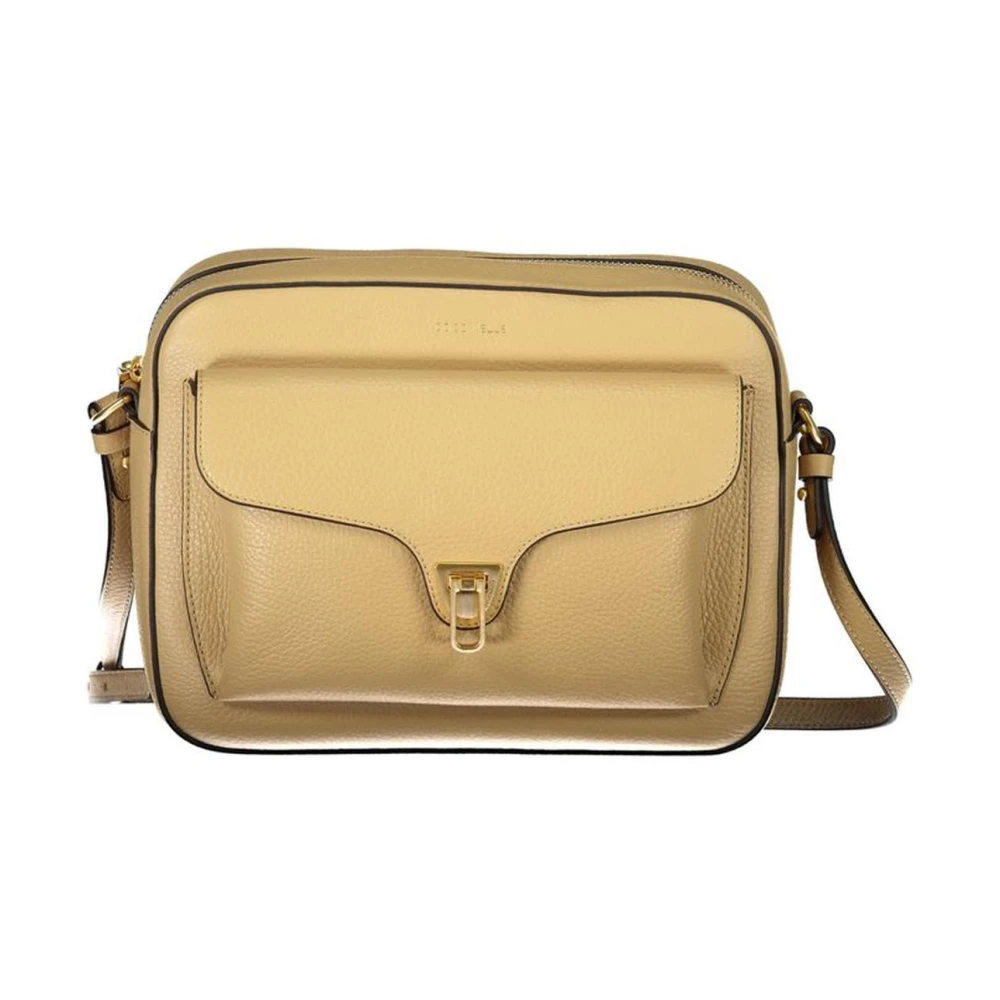 Coccinelle Beige Leren Schoudertas met Verstelbare Band Beige Dames