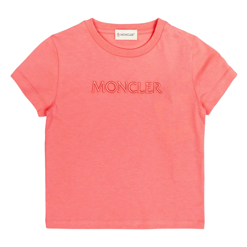 Moncler Girls Pink Kids Short Sleeve T-Shirts, 4 Y, Chic Logo T-Shirt In
