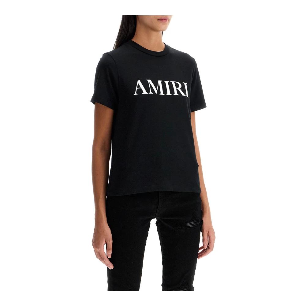 Amiri Logo Lettering Katoenen T-shirt Black Dames