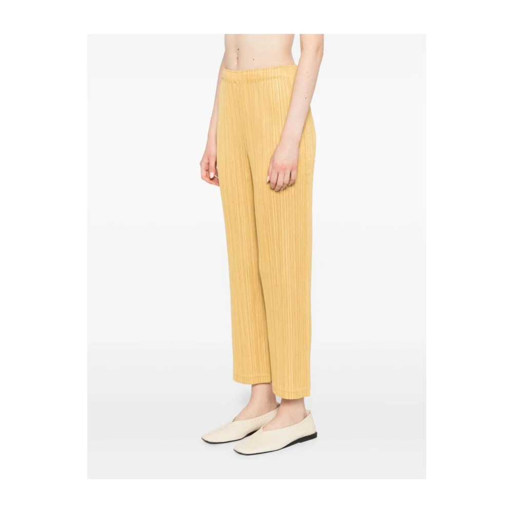 Issey Miyake Casual Katoenen Broeken voor Mannen Yellow Dames