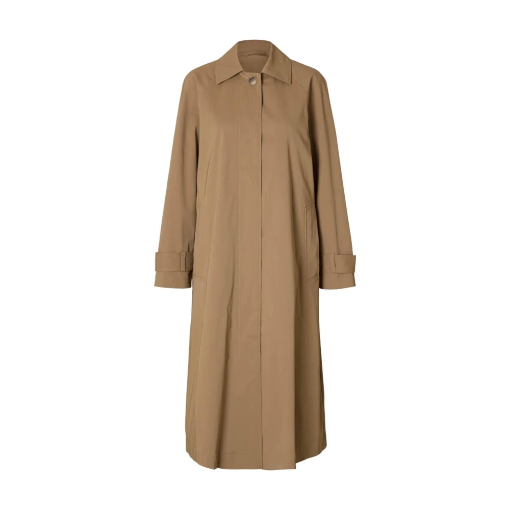 Selected Femme Long Coat Slfcorrie Brown Dames